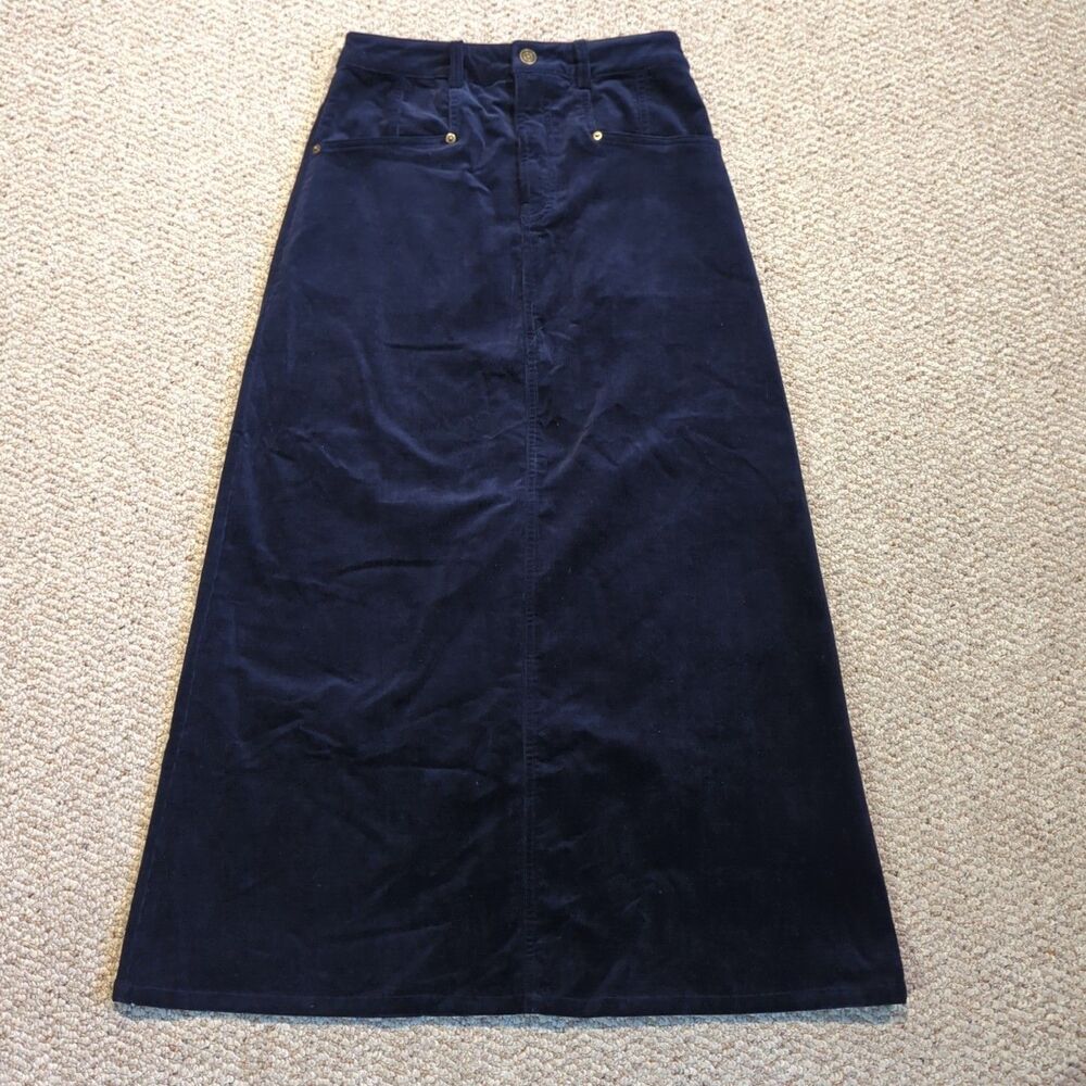 AS Collection Corduroy Maxi Skirt Womens 27 Blue Academia Preppy